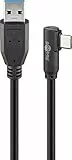 Goobay 66501 USB 3.0 auf USB C Kabel 1m / 15W Handykabel / 90 Grad USB C Winkelstecker / Ladekabel 5 Gbits SuperSpeed / USB Type C Handy Samsung Sony / Schwarz / 1 Meter