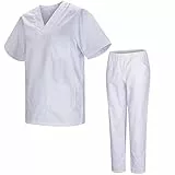 MISEMIYA - Unisex-Schrubb-Set - Medizinische Uniform mit Oberteil und Hose 817-8312-BLANCO - Large, Weiß