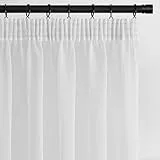 Topfinel Gardinen Kurz Vorhang kräuselband Stores Gardine Schals mit Ösen Voile Curtains Living Room Fensterschals Vorhänge Weiss 140 cm Lang Dekoschal für kleine Fenster