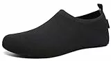 SAGUARO Hausschuhe Damen Herren Leicht Hüttenschuhe Atmungsaktiv Rutschfest Flache Pantoffeln Bequem Weich Flexibel Schlappen Home Cozy Geschlossene Slippers, Ölschwarz 38/39EU