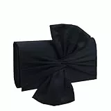 Shilanmei Clutch mit Schleife für Damen, einfache Plissee-Geldbörse, Satin-Handtasche, Abendtasche mit Kette, für die tägliche Hochzeit, formelle Party, Schwarz, Schwarz , Einheitsgröße