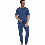 cornette Herren Pyjama mit Baumwolle - Schlafanzug für Männer, Größe M, Regular Schnitt