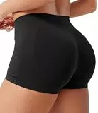 ZAAYO Sport Short Damen Invisible Scrunch Butt Lifting Gym Yoga Booty Short Workout Radlerhose Damen Kurze Sporthose Nahtlose Push Up Kurze Leggings Biker Running Hot Shorts Schwarz S