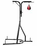 VEVOR 2 in 1 Boxsackständer Trainingsgerät Sandsackgestell aus Stahl, höhenverstellbare Boxsackhalterung (65 kg belastbar), Fitnessgerät Standboxtrainer für Fitness-Studio Boxing Schwarz
