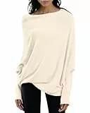 Imily Bela Damen Pullover Rundhalsausschnitt Langarm Strickpullover Ausschnitt Lose Bluse Pulli Sweatshirt Oberteil Tops Shirts