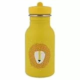 Trixie Baby Trinkflasche aus Edelstahl, Kinder-Trinkflasche, Auslaufsicher, mit Tragekordel, Schlanke Form für Kleine Hände, Bruchsicher, ab 3 Jahren (Mr. Lion, 350ml)