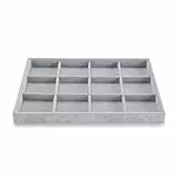 Papten Schmucktablett stapelbar aus Samt, Schmuckaufbewahrung Schublade Schmuckeinsatz Organizer 12 Fächer Schmuck Display für Halskette Armband(Grau)
