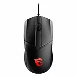 MSI CLUTCH GM41 LIGHTWEIGHT V2 Gaming Maus - 16.000 DPI Optischer Sensor, symmetrisch, 60Mio+ Click OMRON-Switches, 6 Tasten, FriXionFree Kabel, 1ms Latenz, RGB Mystic Light, 65g - kabelgebunden