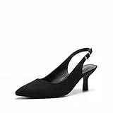 DREAM PAIRS Damen Pumps Slingback Sandalen Pumps für Damen Pointed Toe Kleid Partei Gericht Schuhe Damen Kitten Heel Hochzeit Schuhe,Size 40,Schwarz-Wildleder-1,SDPU2444W