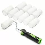 ToolSpace 10x Lackierwalze 7 cm mit Griff Superfein Schaumstoffrolle 50 kg/m³ Schaumstoff Dichte Lacke Lasur Acryl Lösungsmittelbeständig Nicht-Aggressive Malerrolle Lackrolle Feinarbeiten Türen Möbel