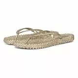 Ilse Jacobsen HORNBÆK | Cheerful01 | Damen Flip Flops mit Glitter | Dänische Design | Sommer Strand Zehentrenner | Platin | 38 EU
