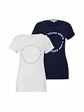TOM TAILOR Denim Damen Doppelpack T-Shirt 1029695, 10360 - Real Navy Blue, M