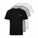 Wrangler Marston Herren T-Shirt 3er Pack – Basic T-Shirts aus 100% Baumwolle, Schwarz/Grau/Weiß, Crew Neck, Freizeit & Sport, Activewear Herren, Unterziehshirt & Alltags-T-Shirt