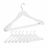 Relaxdays Anzug Kleiderbügel, 8er Set, breite Schulter, Hosenstange, für Jacke, Hemd, Hose, Holzkleiderbügel, weiß