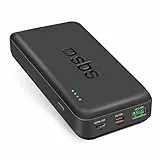 SBS PowerBank 20K Fast, 20.000 mAh Power Delivery, 20 W Schnellladung, Adaptive Fast Charge (AFC), Status-LED, USB-C, USB-A, Ladegerät für iPhone, iPad, AirPods, Samsung, Tablet, Smartphone