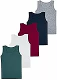 LOREZA ® 5 Jungen Unterhemden Baumwolle Tank Top - Basics (152-158 (12-13 Jahre), Modell 3-5er Pack)