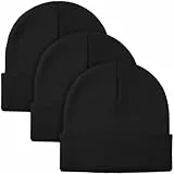 Glooarm Wintermütze für Herren und Damen, warme Mützen, Acryl-Strickmütze mit Bündchen, Schwarz, Einheitsgröße