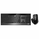 Rapoo 9900M kabelloses Tastatur-Maus Set Wireless Deskset 3200 DPI Sensor wiederaufladbarer Akku flaches Aluminium Design DE-Layout QWERTZ PC & Mac - schwarz