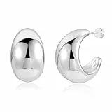 KISSPAT Silber 925 Ohrstecker Große Klobige Ohrringe für Damen, Große Dicke Ohrstecker Offene Creolen Statement tropfen Ohrringe