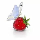Swarovski Idyllia Schmetterling und Erdbeere, Zierliche Kristallfigur mit Mehrfarbigen, Strahlenden Swarovski Kristallen