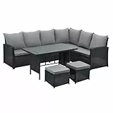 SVITA Monroe Garten-Lounge Set Polyrattan Lounge-Möbel Sitzgruppe Schwarz