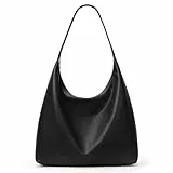 KALIDI Damen Shopper Handtasche Schultertasche PU Leder Tote Bag Vintage Hobo Tasche mit Reißverschluss Groß für Arbeit Schule Shopper Lässige täglich Schwarz