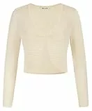 GRACE KARIN Damen Bolero Vintage Retro Bolero Lang Ärmel Freizeit Lässig Alltag Cardigan Aprikose XXL