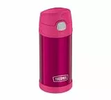 THERMOS kids FUNTAINER STRAW BOTTLE 0,35l, pink, Thermosflasche für Kinder aus Edelstahl, mit Strohhalm, 12 h kalt, absolut dicht, für Schule, Kindergarten, Pause