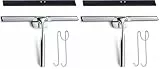 Love-KANKEI Duschabzieher Edelstahl Fensterabzieher Duschwischer mit Gummilippe, Inkl. 1 Ersatzlippe und 1 Haken (Packung mit 2)