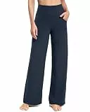 Promover Activewear-Hosen für Damen mit Taschen Jogginghose Hohe Taille Yogahose Weites Bein Straighthose Bauchkontrolle Schlaghose Arbeit Sporthose(Dark Navy,M,Petite)