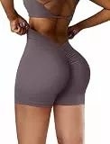 STARBILD Damen Sport Shorts V Rücken Scrunch, High Waist Leggings Kurze Push Up, Sommer Workout Hotpants für Gym Fitness Yoga, V Back - Grau M