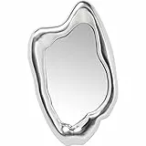 Kare Design Wandspiegel Hologram Silber - Asymmetrischer Spiegel Mit Silbernem Rahmen, Leichte Wandmontage, Dekospiegel (H/B/T) 117x68x9cm