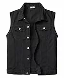 KTWOLEN Herren Denim Weste Vintage Jeans Weste Outdoor Biker Weste Freizeit Ärmellose Jacke Motorradweste Truckerweste Jeansweste für Männer, Schwarz, 3XL