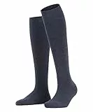ESPRIT Damen Kniestrümpfe Basic Pure W Kh Baumwolle mit Komfortbund 1 Paar, Blau Navy Blue Melange 6490, 35-38