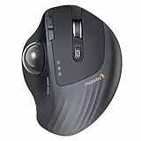 ProtoArc EM01 NL Trackball Maus, Verstellbarer Winkel Maus, 2.4G USB Kabellos & 2*Bluetooth, Daumensteuerung, 5 DPI Einstellbar, Wiederaufladbare Rollerball Mouse - Schwarz