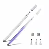 Twiller Disc Tablet Stift, 2 in 1Tablet Pen für Alle Tablets mit Magnetkappe, 2 pcs Eingabestift Stylus Touchstift Handy Stift Kompatibel mit iPhone, iPad, Samsung, Chromebook, usw Lila Weiß