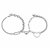 Emibele Herz-Paar-Armband-Set, Magnetisches Liebesarmband für Paare Titantic Freundschaftsversprechen Liebesarmband Kette, Herz-Paar-Armband Kette für Frauen Männer Valentinstag, Silber
