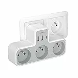 TESSAN Mehrfachsteckdose, 3 Steckdosen und 1 USB mit 2 USB C, elektrisch, 6 in 1, für Zuhause, Büro, kompatibel mit Phone, tragbar