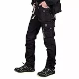 REIS Men's FORECO-T_BJS Work Utility Pants, Schwarz-Hellgrau, 52