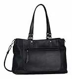 TOM TAILOR Larea Damen Shopper Umhängetasche Reißverschluss Groß Schwarz