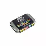 Schmincke – AKADEMIE® AQUARELL, Neonfarben-Set, 75 792 097, 5 feine Aquarellfarben in Neonfarben, halbe Näpfchen in Metalldose