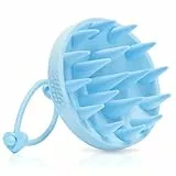 Alyvisun Kopfhaut Massagebürste, Silikon Scalp Massager für Kopfmassage und Kopfhaut Peeling, Kann Sowohl auf Nass und Trocken Haar - Blau