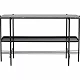 Kare Design Konsole Bennet, Schwarz, Konsolentisch, Marmor Deckplatte, Stahlgestell, Unikat, 72x120x30 cm (H/B/T)