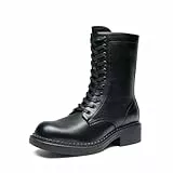 DREAM PAIRS Damenstiefel Schnürstiefel Silhouette Bequemer Reißverschluss Warmes Lug Sohle Innenreißverschluss,Size 40,Schwarz,DWUMMB2523