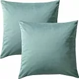 REDBEST Kissenhülle 2er-Pack Kingsville Nicky-Velours Uni Jade Größe 40x40 cm - samtig-weicher Stoff, sanft zur Haut und warm im Griff
