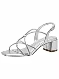 Tamaris Damen Sandalen mit Absatz Vegan Blockabsatz Sommer; SILVER/metallic; 40