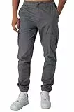 Smith & Solo Herren Hose Chino Baumwolle Sporthose Casual Freizeithose Elastische Taille mit Kordelzug Sweatpants Jogger mit Taschen (Anthrazit, L)