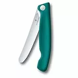 Victorinox Swiss Classic Faltbares Picknick-Messer für Wanderungen, Obst, Gemüse, Brötchen, Wurst, mit Wellenschliff, Extra Scharf, Grün
