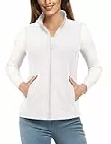 TACVASEN Fleecejacke Damen Outdoor Ärmellos Weste mit Taschen Reißverschluss Warm Fleece Vest Soft Gilets für Frauen Weiß XL