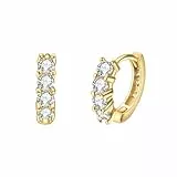 JOLCHIF Ohrringe Gold Creolen Wasserfest 14K Vergoldet Goldene Ohrringe Damen mit CZ Zirkonia Huggie Creolen Gold Kleine